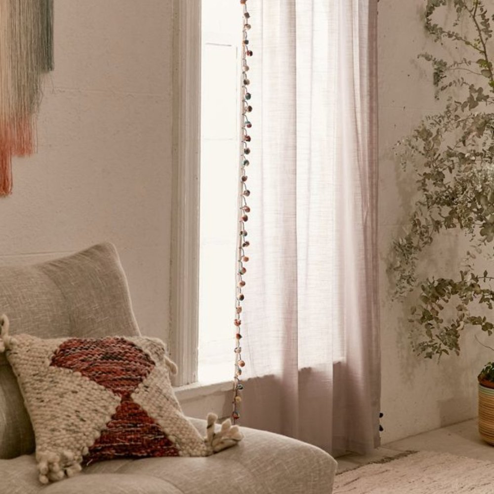 NWT Grey Urban Outfitters Pom-pom curtains 84"